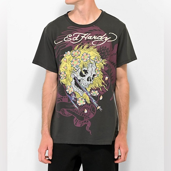 Ed Hardy Skull Graphic Short Sleeve Crewneck Tee